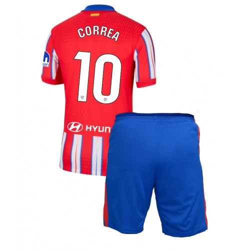 Fotballdrakt Barn Atletico Madrid Angel Correa #10 Hjemmedraktsett 2024-25 Kortermet (+ Korte bukser)